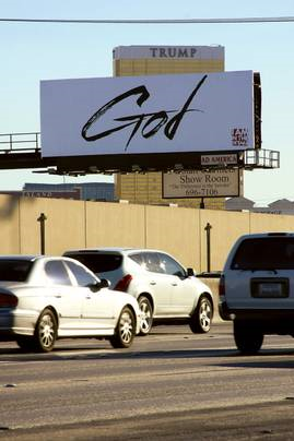 The “God” billboard is at 2310 Highland Drive and located within a mile of five different strip clubs. Photo: Ryan Olbrysh 